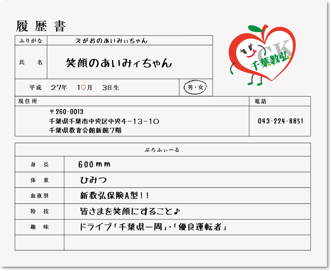 笑顔のあいみィちゃんの履歴書